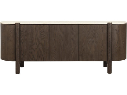Banyan Modern Sideboard with Cream Marble Top and Oak Wood Base