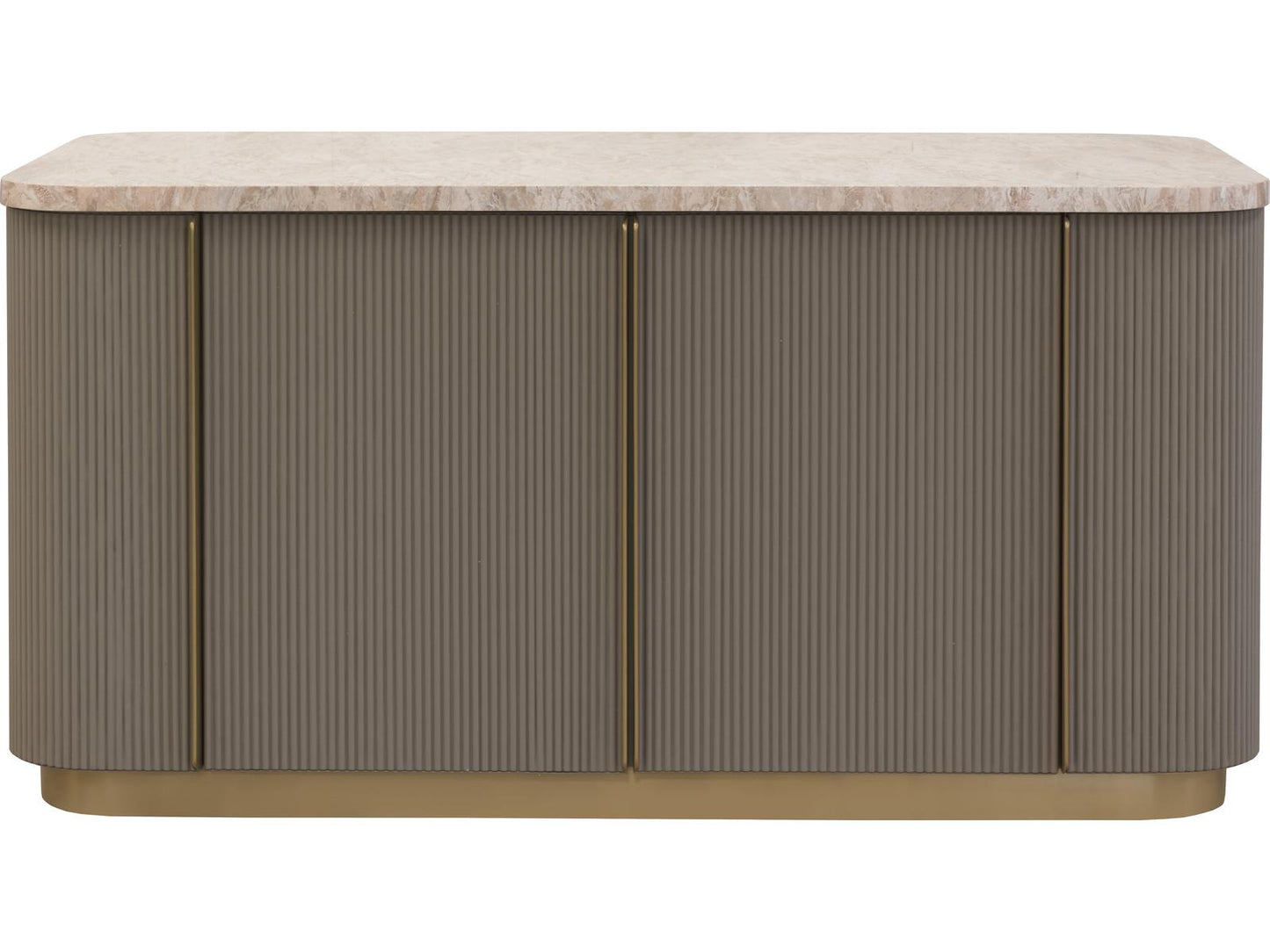 Cataldi Kitchen Island with Marble Top and Taupe Faux Leather