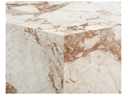 Laros Rectangle Coffee Table in Crema Breccia Marble with Mango Wood Base
