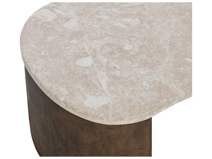 Nafisa Oval Coffee Table in Cream Marble and Antique Bronze
