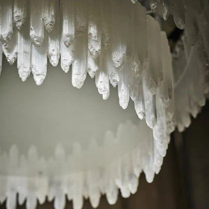 Selenite Crystal Round Chandelier 31.5" 40.2"