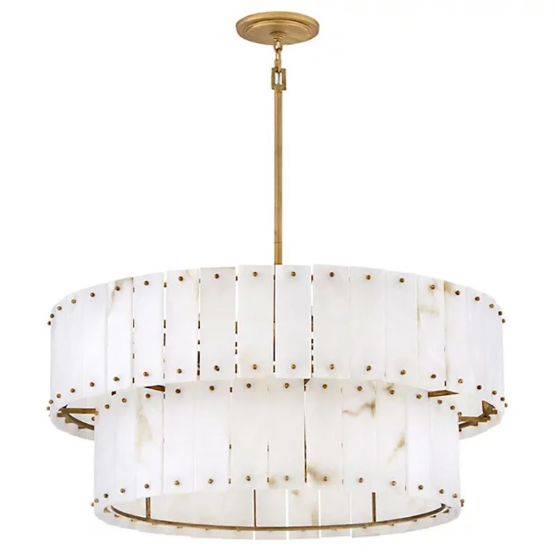 Simona Alabaster Drum 2-Tier Chandelier