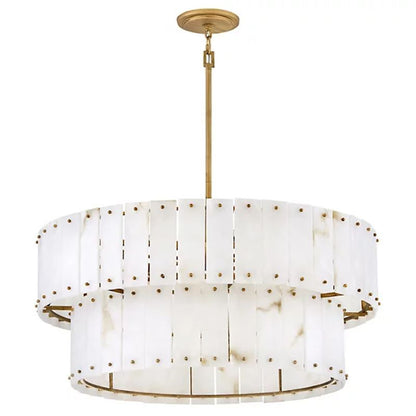 Simona Alabaster Drum 2-Tier Chandelier
