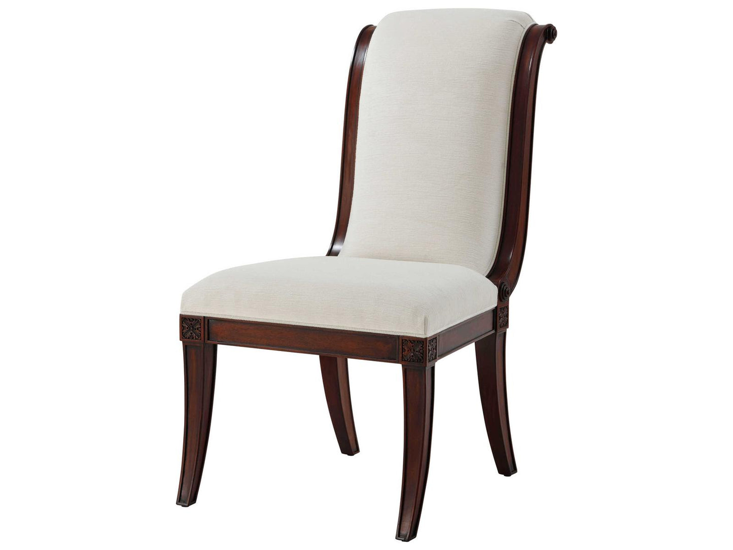 English Cabinet Maker Mahogany Wood Brown Upholstered Side Dining Chair