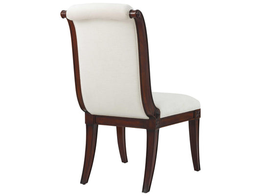 English Cabinet Maker Mahogany Wood Brown Upholstered Side Dining Chair
