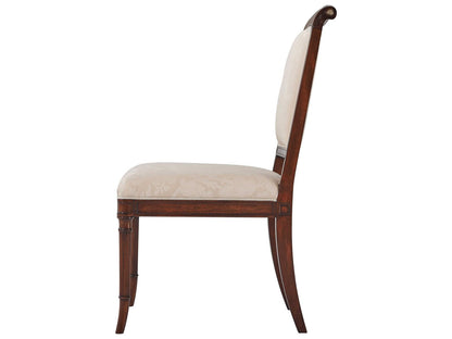 English Cabinet Maker Mahogany Wood Brown Upholstered Side Dining Chair