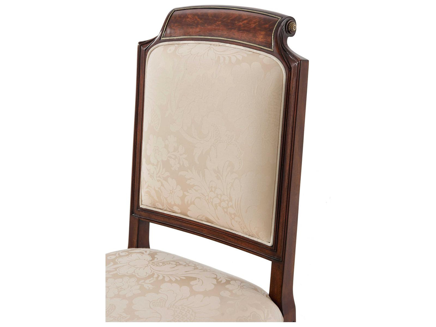 English Cabinet Maker Mahogany Wood Brown Upholstered Side Dining Chair