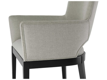 Richard Mishaan Mahogany Wood Black Upholstered Arm Dining Chair