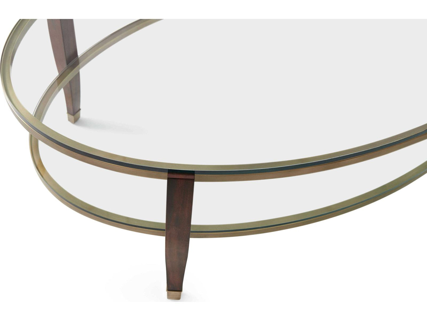 Seeing Double Oval Coffee Table with Glass and Brass Tiers