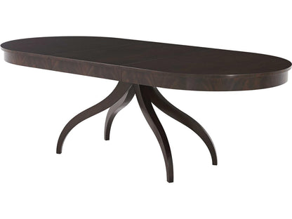 Composition Oval Wood Morado Veneer Mahogany Dining Table