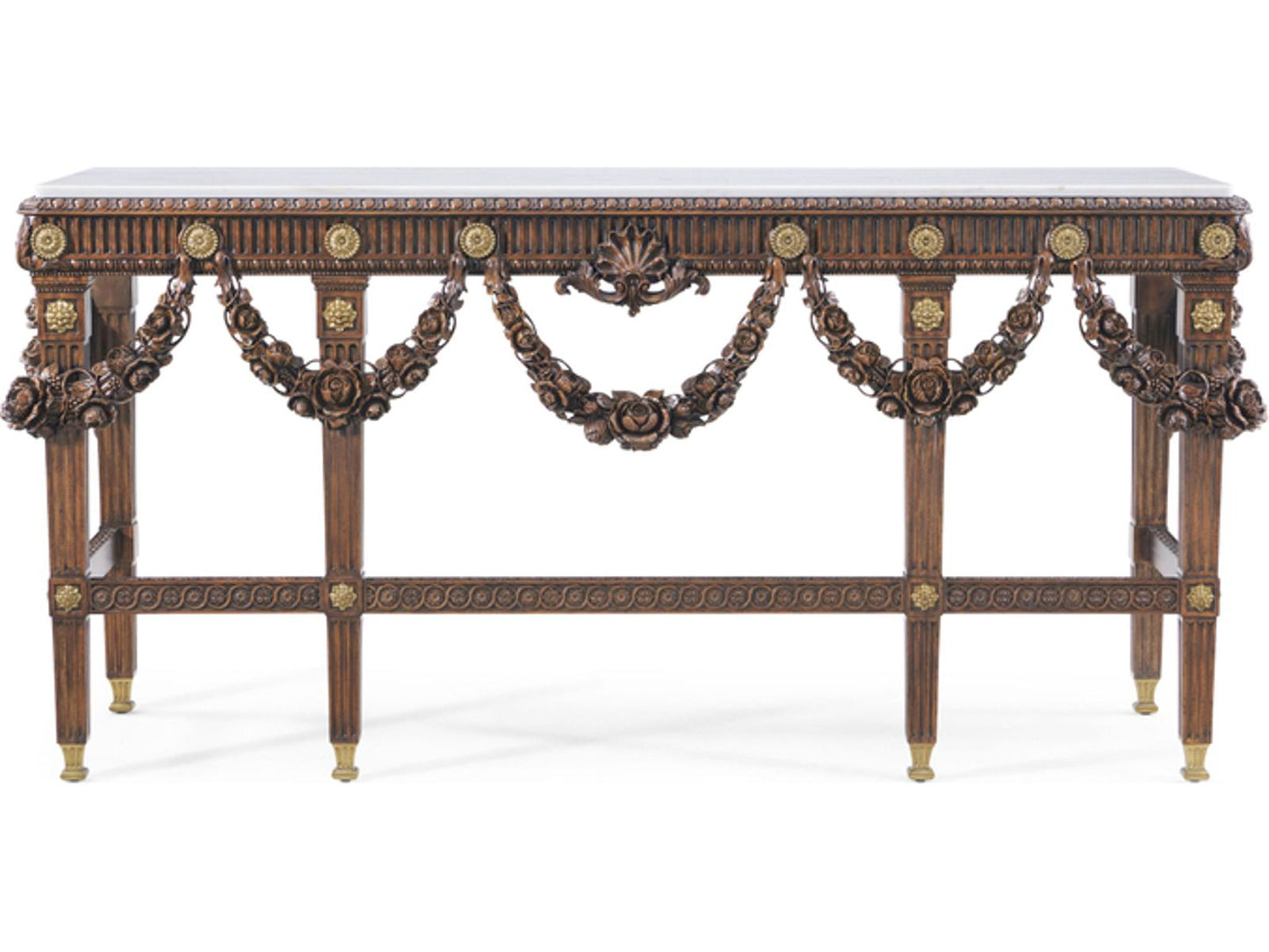 Welwyn Althorp Living History Console Table in Heirloom Finish with Marble Top