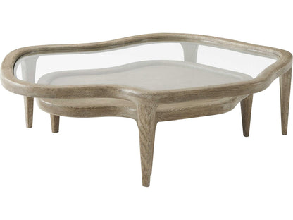 Tide Free-Form Coffee Table Oak and Glass Sandalwood Finish