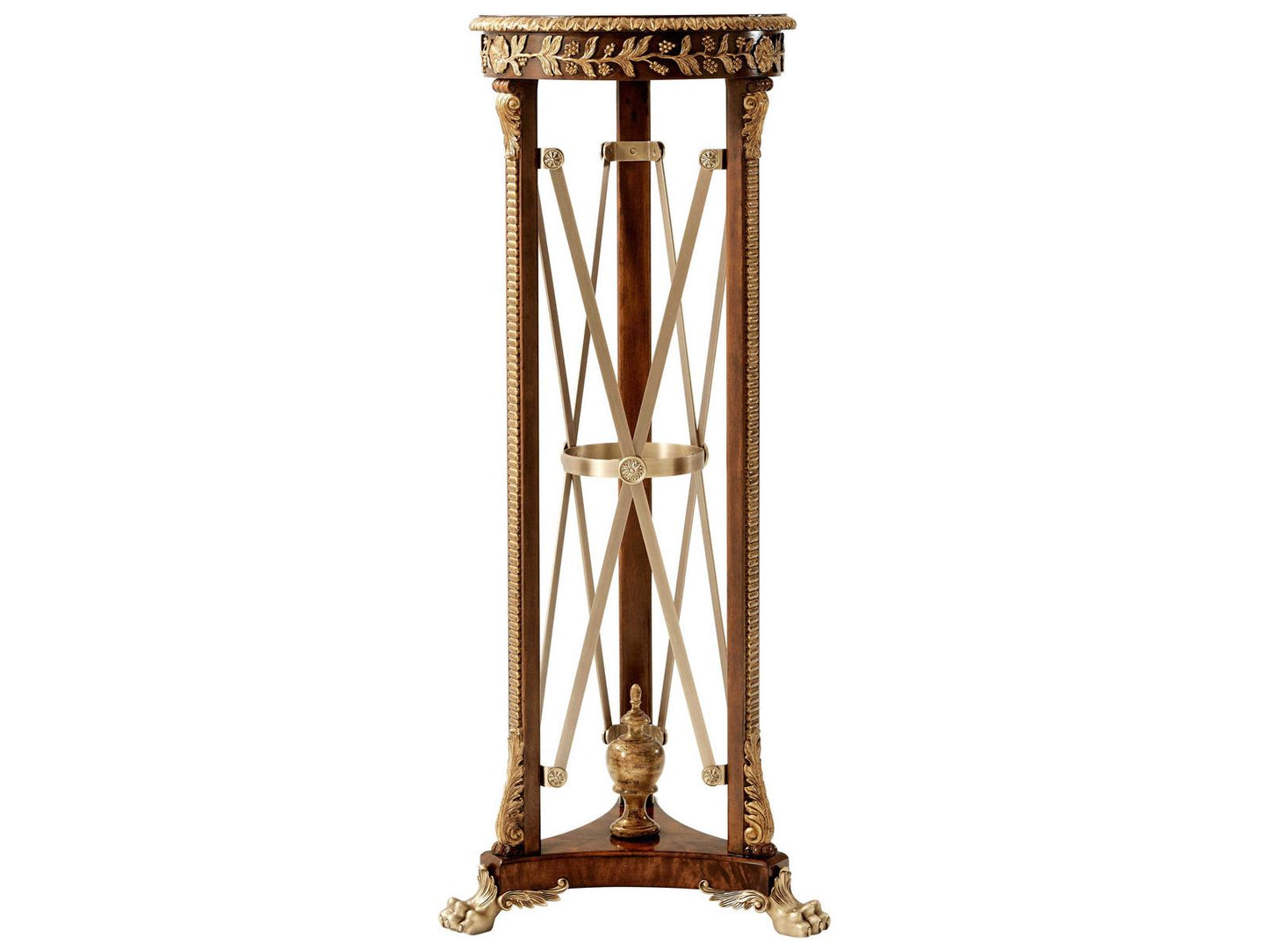 Rep.li.ca Classical Torchere End Table in Italian Gold and Mahogany