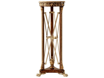 Rep.li.ca Classical Torchere End Table in Italian Gold and Mahogany