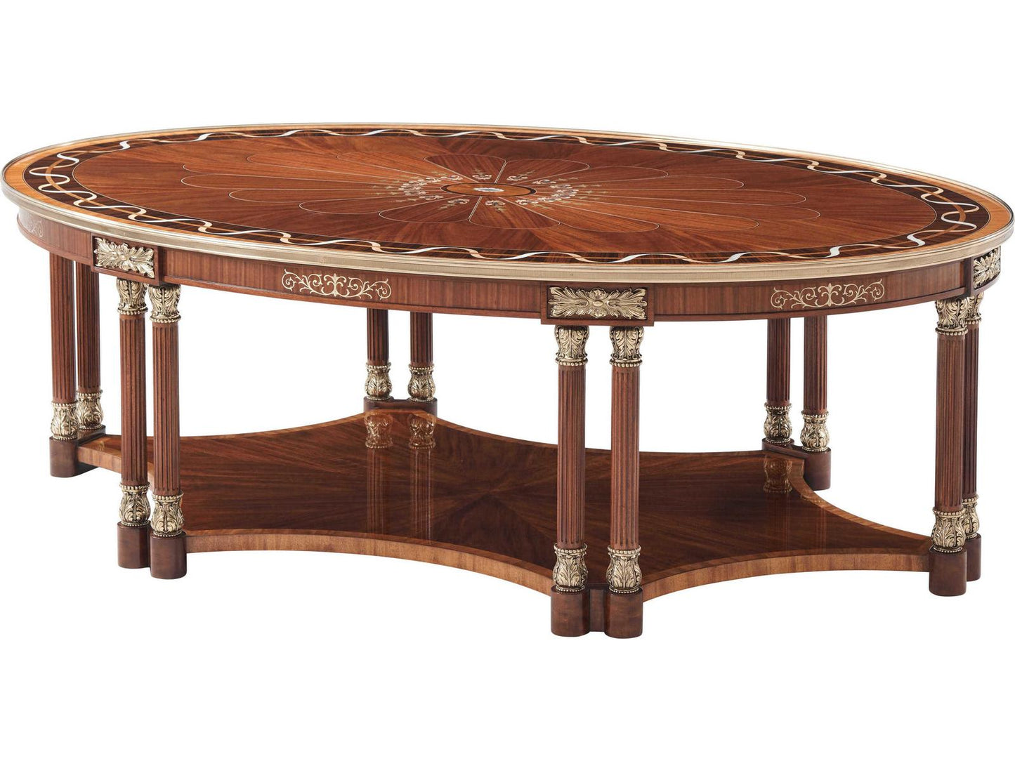 Paulette Rectangle Cocktail Table II in Mahogany and Brass