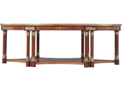 Paulette Rectangle Cocktail Table II in Mahogany and Brass