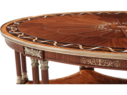 Paulette Rectangle Cocktail Table II in Mahogany and Brass