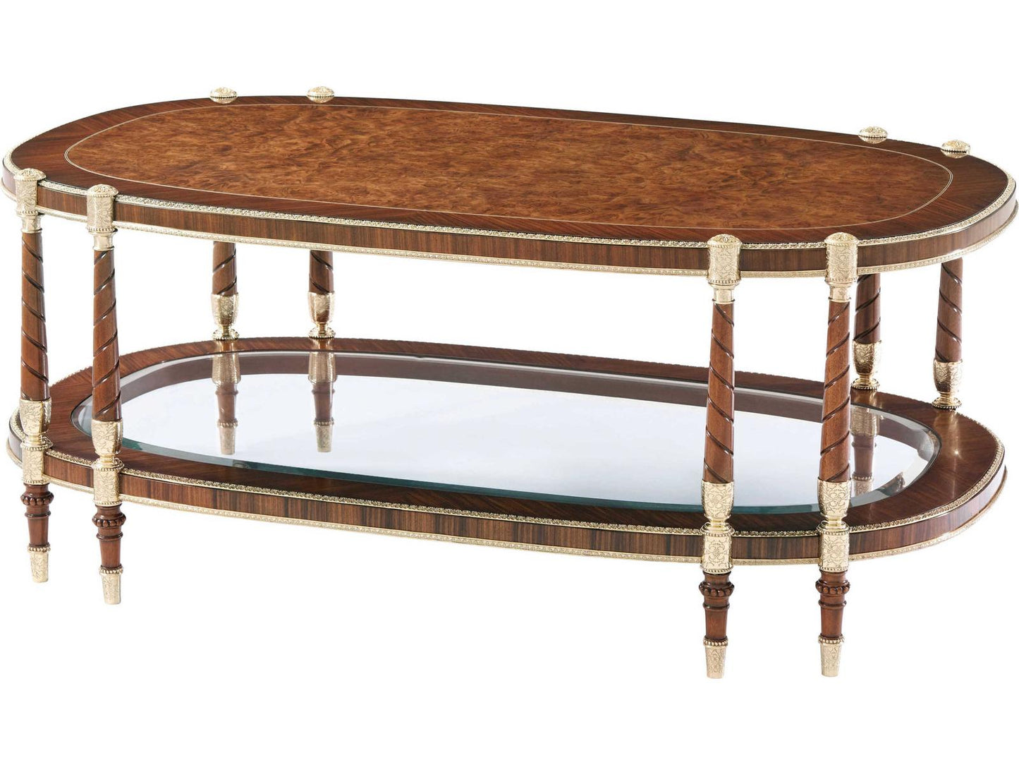 Stephen Church The Timothy Oval Coffee Table in Brass and Burl Wood