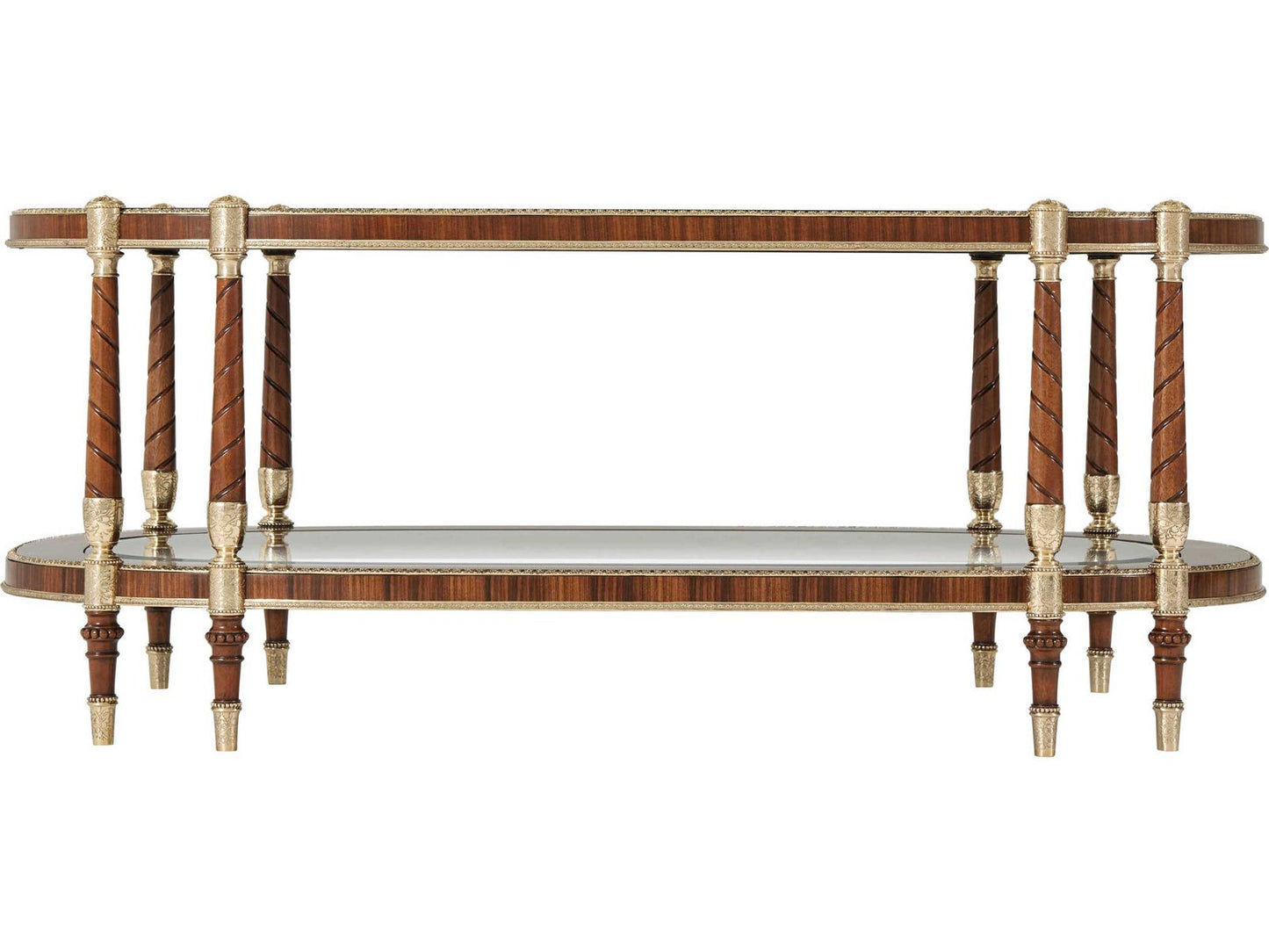 Stephen Church The Timothy Oval Coffee Table in Brass and Burl Wood