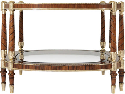Stephen Church The Timothy Oval Coffee Table in Brass and Burl Wood
