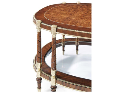 Stephen Church The Timothy Oval Coffee Table in Brass and Burl Wood