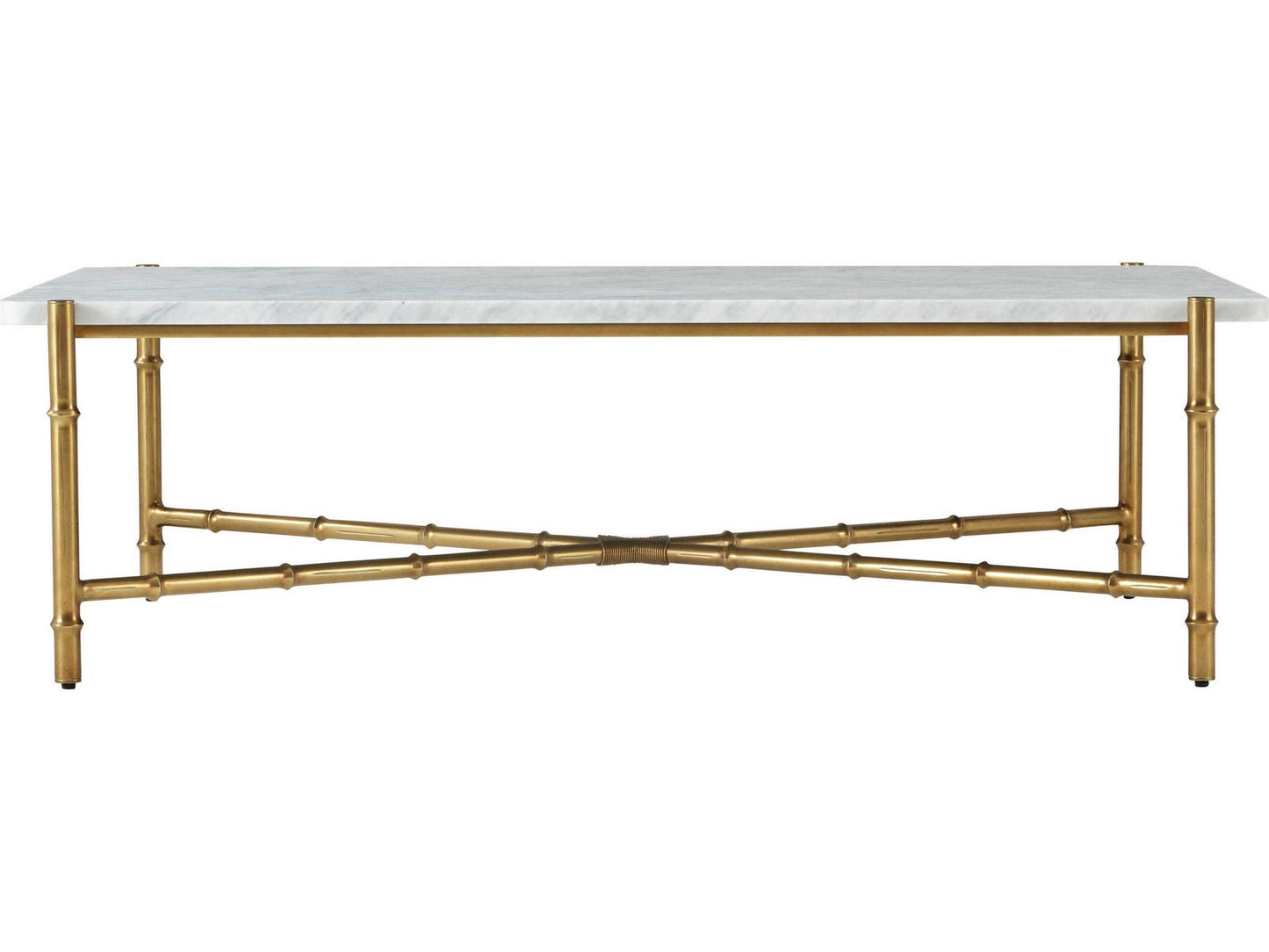 Kesden Rectangle Coffee Table White Marble and Satin Bronze