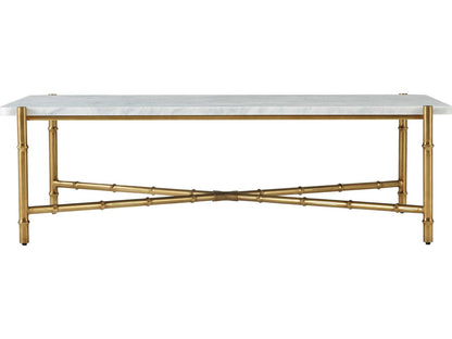 Kesden Rectangle Coffee Table White Marble and Satin Bronze