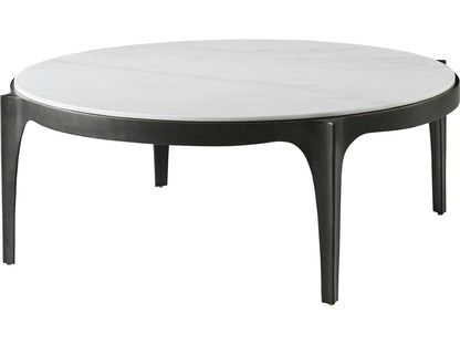 Rome Round Coffee Table in Romulus Finish with White Marble Top