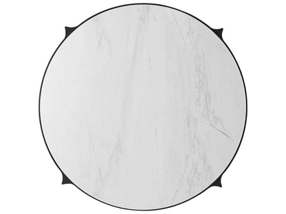 Rome Round Coffee Table in Romulus Finish with White Marble Top