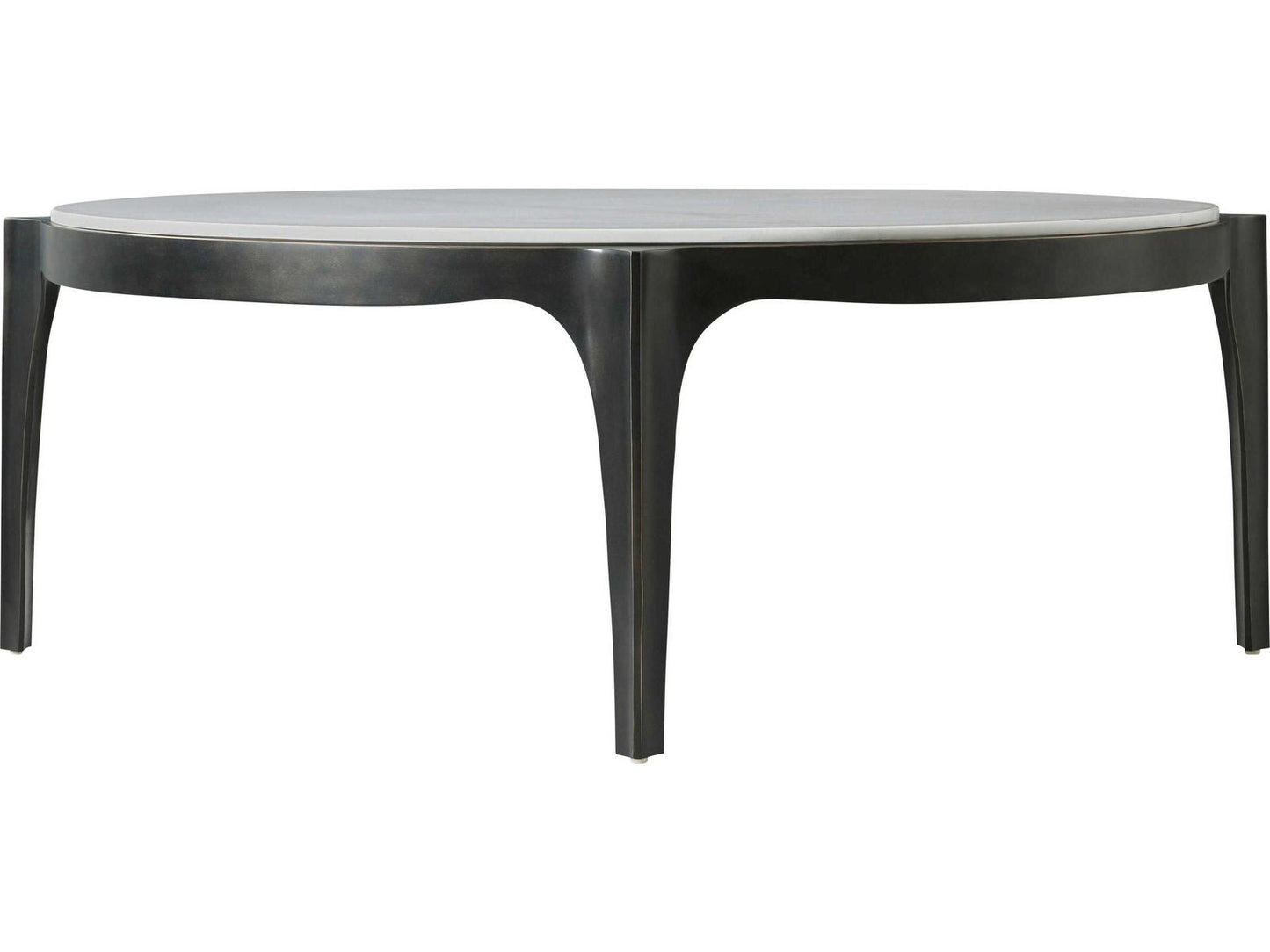 Rome Round Coffee Table in Romulus Finish with White Marble Top