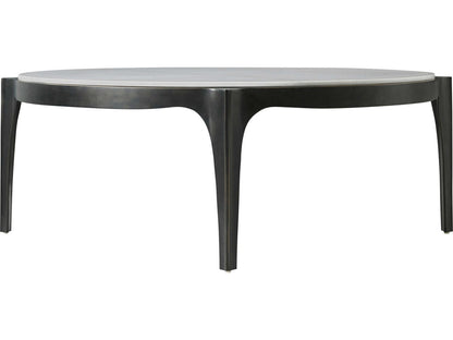 Rome Round Coffee Table in Romulus Finish with White Marble Top