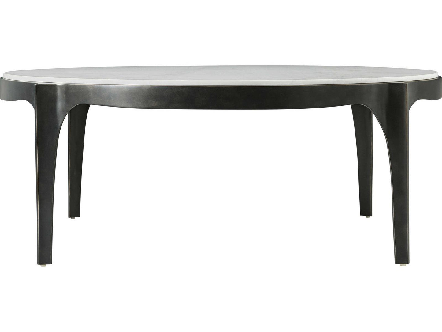 Rome Round Coffee Table in Romulus Finish with White Marble Top