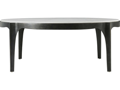 Rome Round Coffee Table in Romulus Finish with White Marble Top