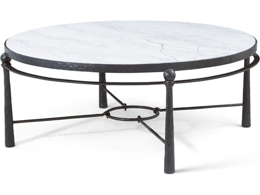 Spencer London Round Metal Cocktail Table with Quartz Top