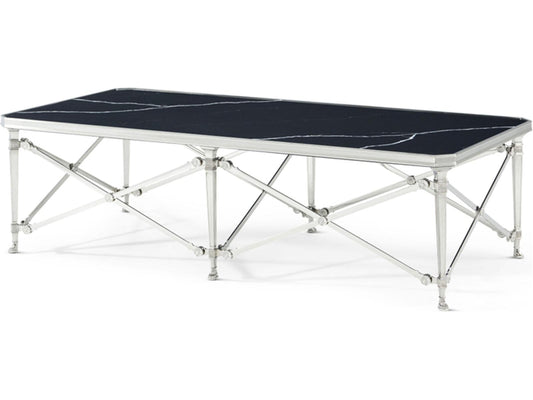 Spencer London Rectangle Coffee Table Nickel Plated Brass with Quartz Top