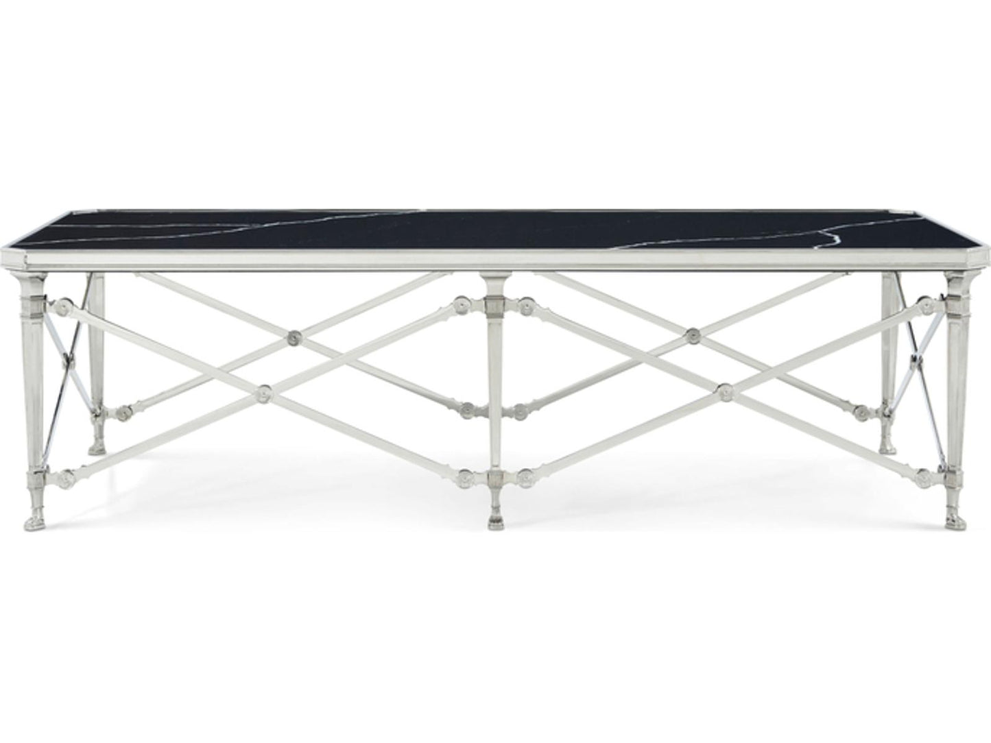 Spencer London Rectangle Coffee Table Nickel Plated Brass with Quartz Top