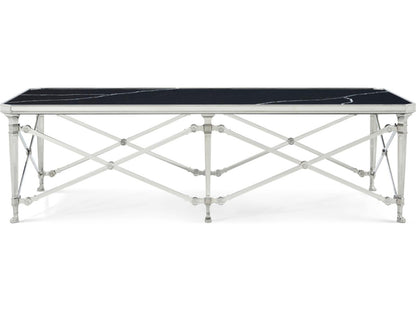 Spencer London Rectangle Coffee Table Nickel Plated Brass with Quartz Top