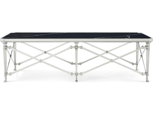 Spencer London Rectangle Coffee Table Nickel Plated Brass with Quartz Top