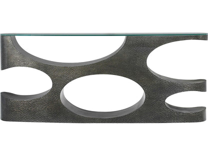 Essence Rectangle Glass Top Metal Console Table Volcanic Finish