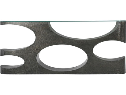 Essence Rectangle Glass Top Metal Console Table Volcanic Finish