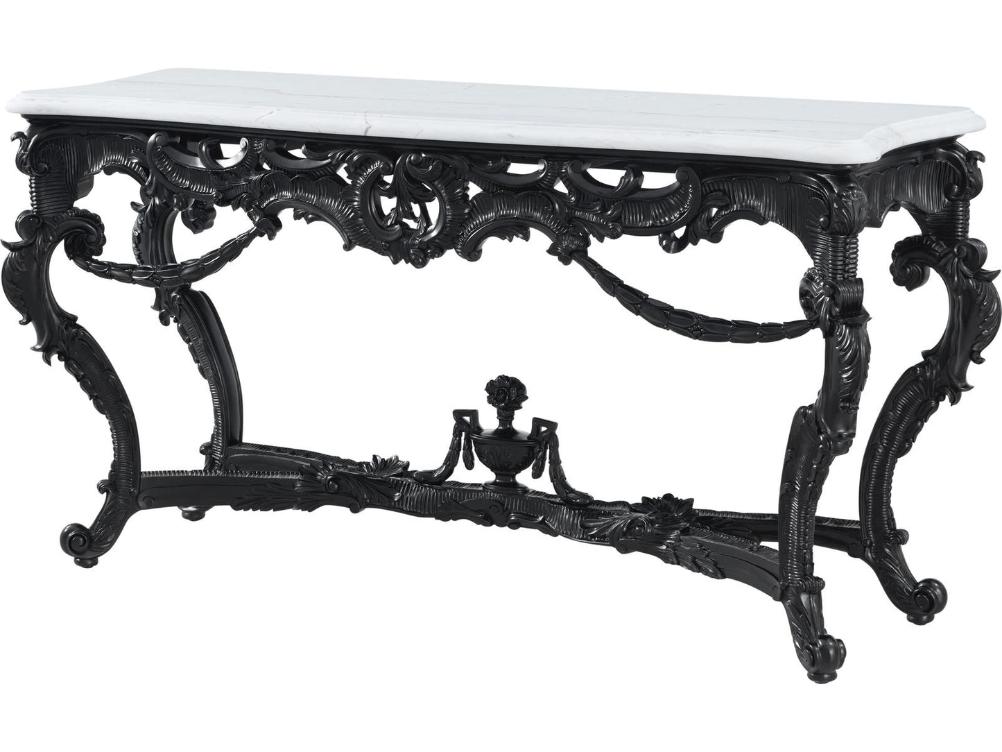 Spencer London Rectangular Console Table in Solid Wood and Marble