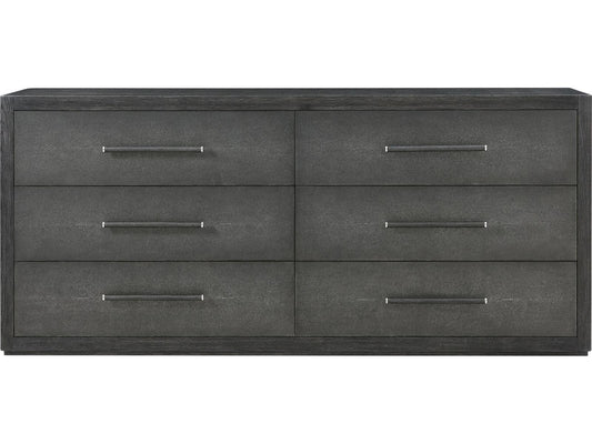 Maxwell 6-Drawer Dresser in Obsidian Shagreen and Oak