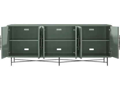 Essence Media Cabinet with Sunburst Pattern and Metal Base