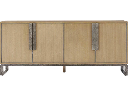 Essence Blonde Oak Media Cabinet with Aluminum Sled Base