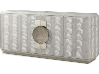 Spencer St. James Credenza with Crocodile Embossed Leather in Argento and Deep Brown Finish