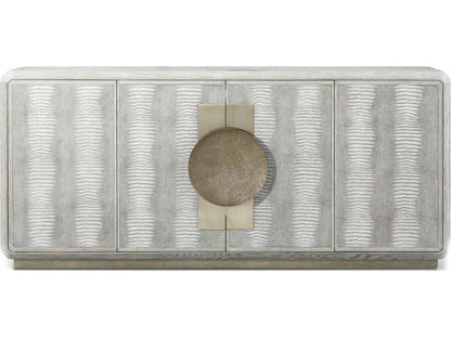 Spencer St. James Credenza with Crocodile Embossed Leather in Argento and Deep Brown Finish