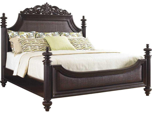 Home Royal Kahala Harbour Point King Poster Bed with Rattan Panels