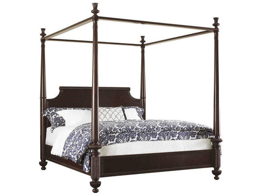 Royal Kahala California King Canopy Bed in Tobacco Brown Mahogany
