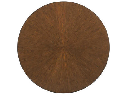 Home Island Fusion Round Dining Table 60 Inch with Wooden Top Dark Walnut