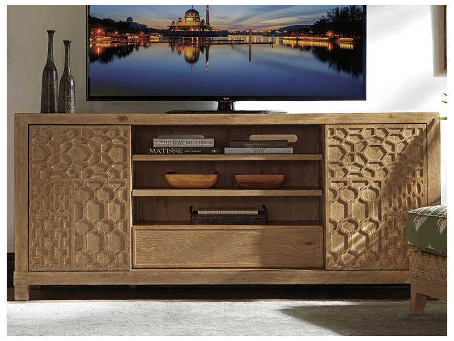 Los Altos 79-Inch Wood Media Console with Sliding Doors